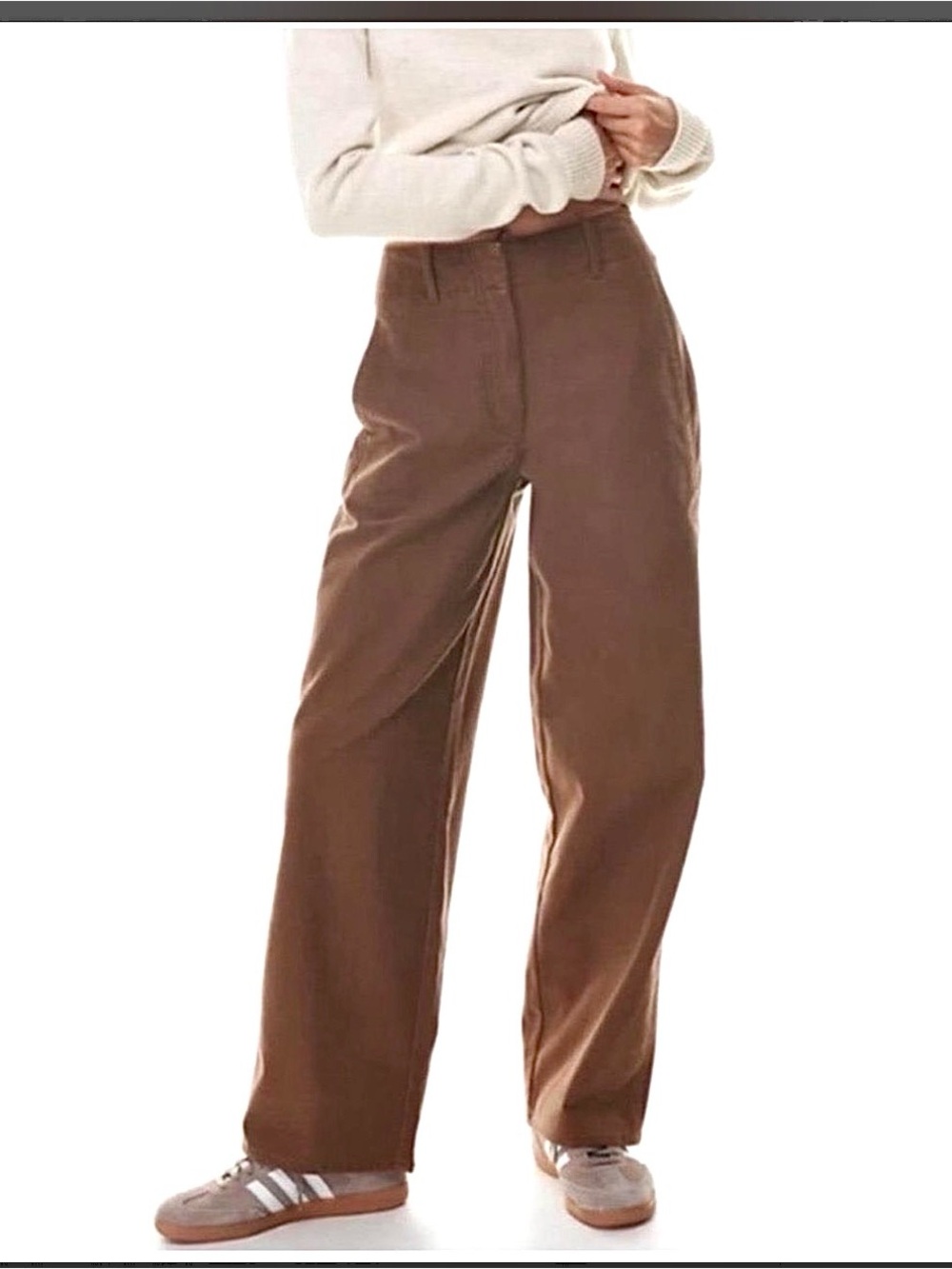 Wilfred Free Brown Barrel Leg Pants Size 0 High Rise Cotton Twill Trouser